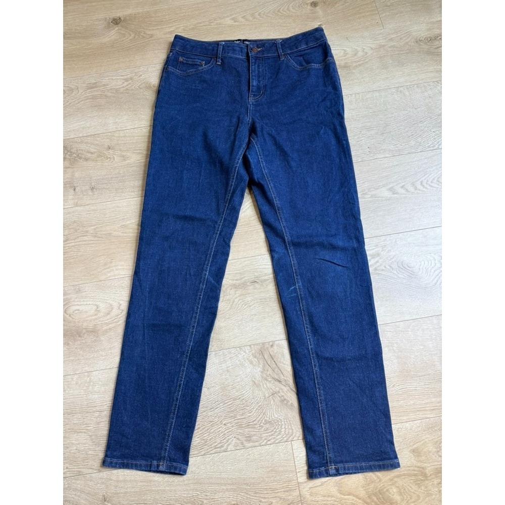 EUC Womens Boden Denim Girlfriend Jeans straight leg stretch dark wash 8 LONG